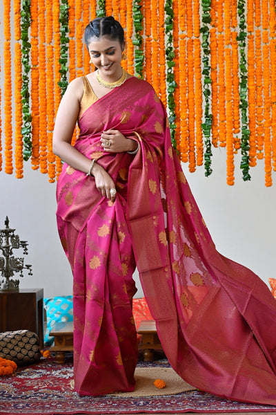 Shop Powder Blue Printed Mulberry Silk Saree with Belt Online in USA – Pure  Elegance