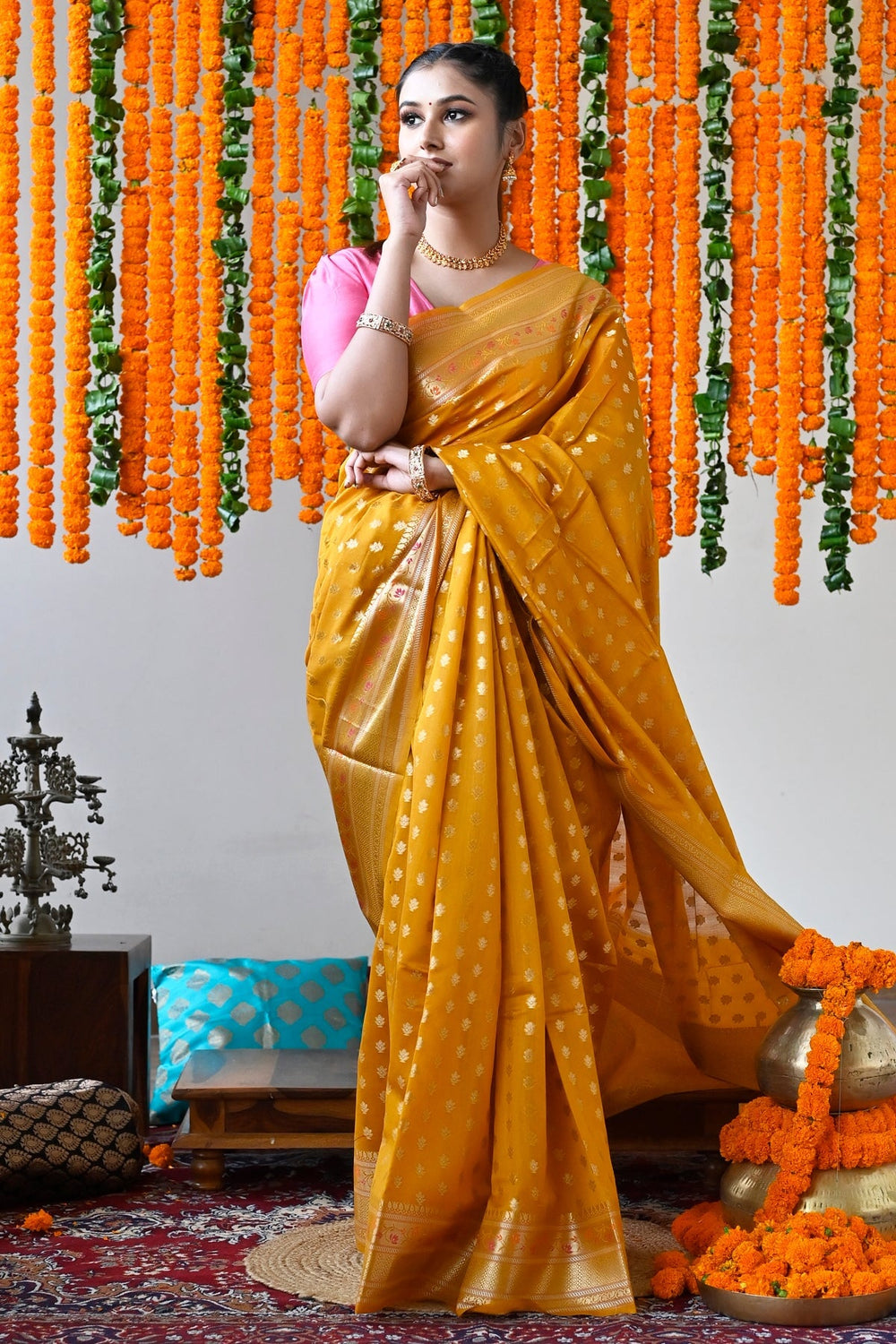 Pure Handloom Maheshwari silk saree selling Indian women traditional wear