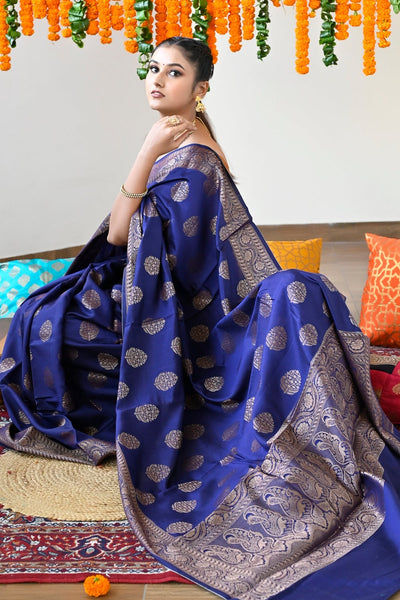 Buy Silk Blend Ready to Wear Saree With Grand Border Online