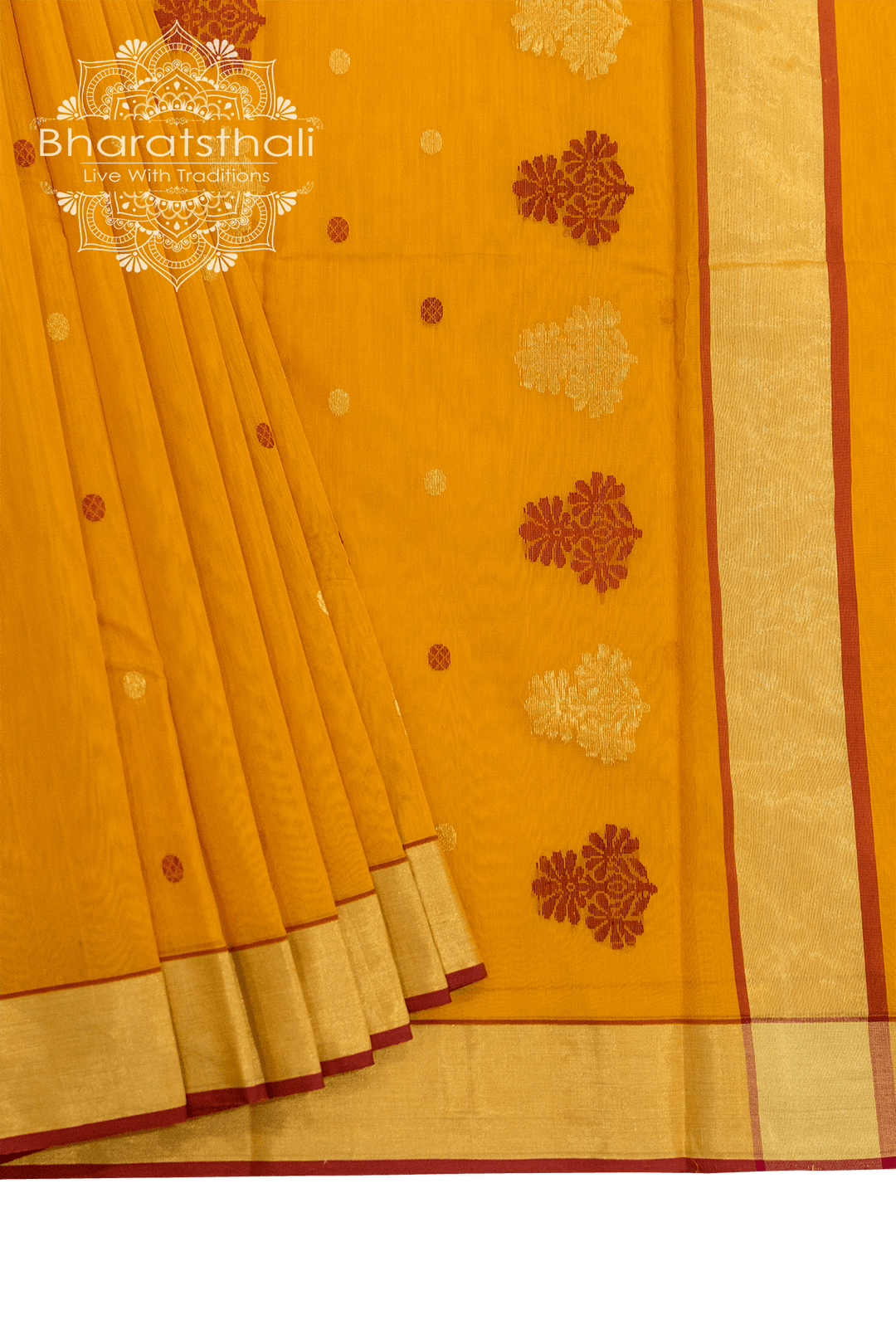 Mustard Yellow Pure Chandheri Saree