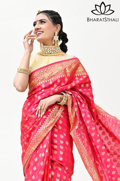 Buy Banarasi Silk Sarees Online | Pure Banarasi Katan Saree @ BharatSthali