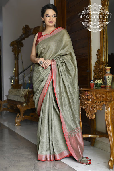 Linen Sarees  Pure Linen Saree Online in India – BharatSthali