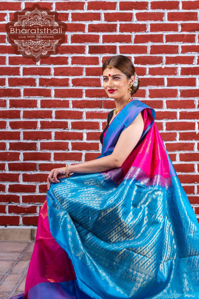 Janvi Blue Soft Silk Saree – Zariknyaa