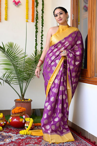 Buy Latest Purple Sarees Online | Mirra Clothing