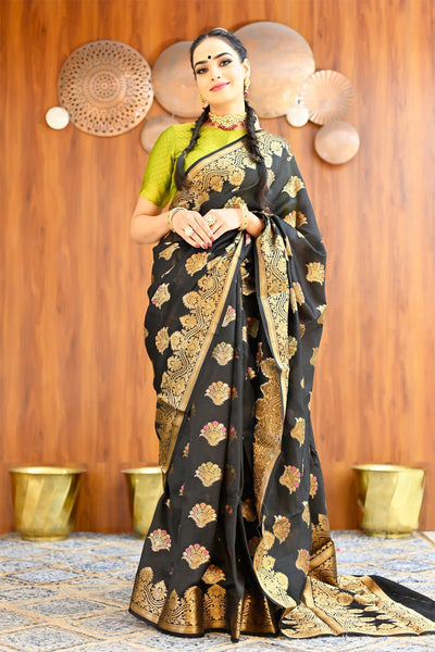 Black Georgette Embroidered Saree | Georgette sarees, Party wear sarees, Black  saree