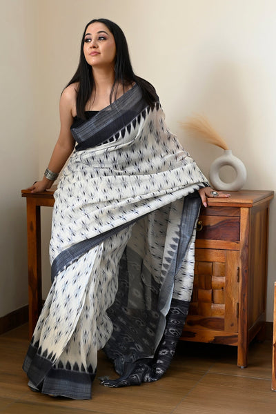 Gorgeous Black/ White Designer Chiffon Saree With Embroidered Blouse | eBay