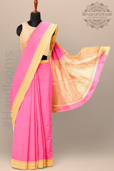 Orange Color Silk Cotton Saree with Rich Zari Pallu – BharatSthali