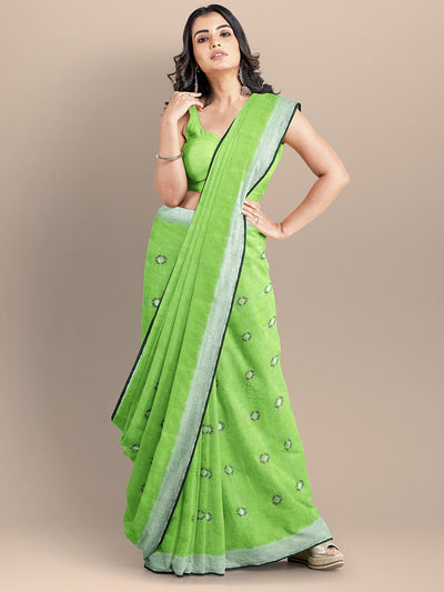 Light Green Thread Work Silk Saree